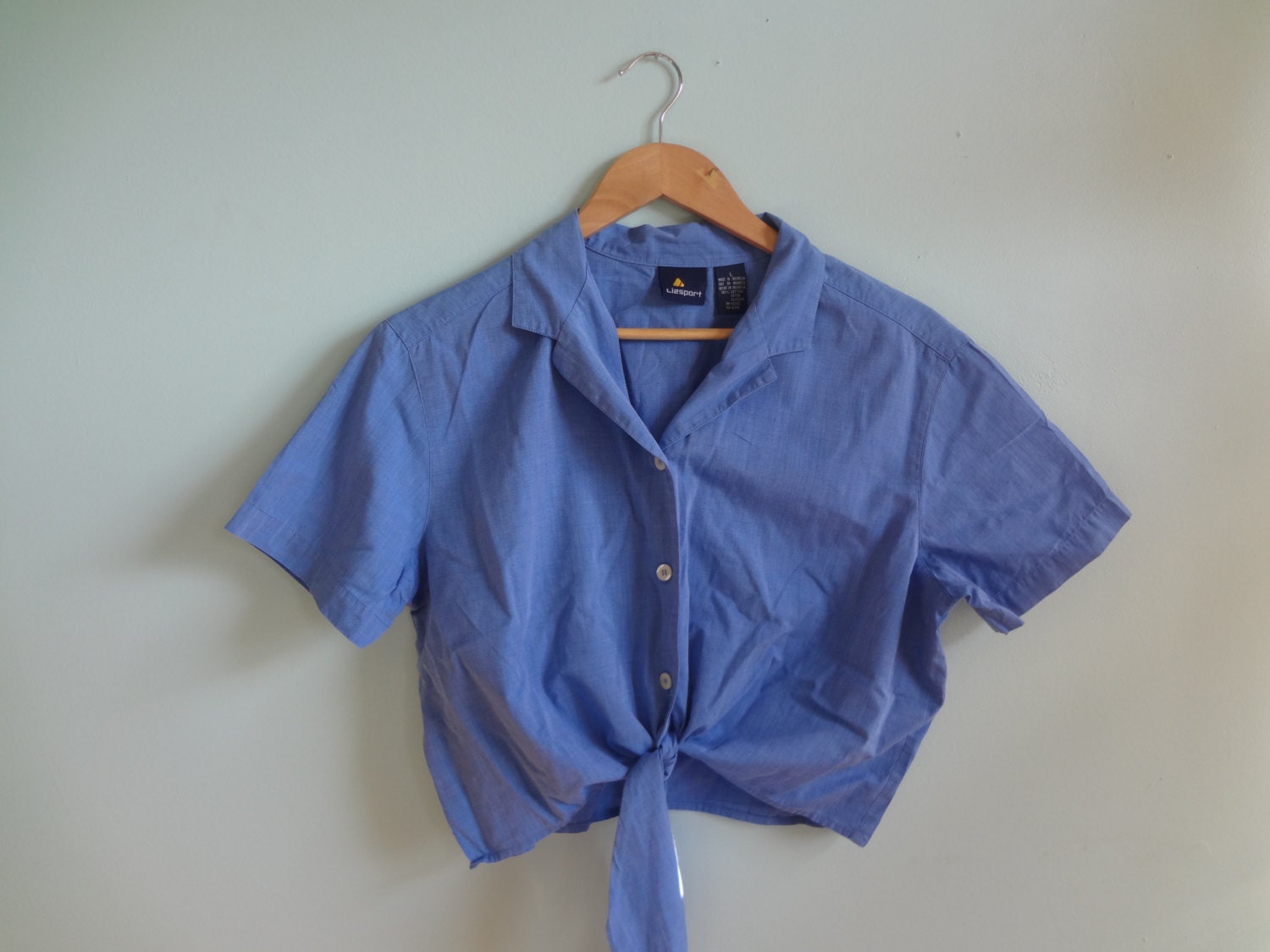 Cropped button up tie shirt/womens
