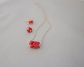 Chevron Bead and Rose Gold Necklace With Earrings