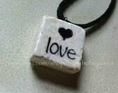 stone tile "love" pendant (double sided)