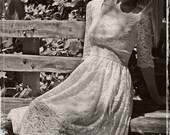 Lacen Ivory Wedding Dress / Short  tea dress / Vintage Gown / Handmade Wedding dress