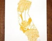 Letterpress California Poppy
