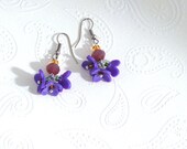 Lilac bouquet polymer clay earrings. Handcrafted unique jewelry. FREE SHIPPING. Made to order
