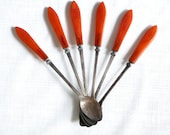 Set of Six Butterscotch Bakelite Spoons for Ice Tea or Ice Cream Sundaes