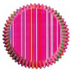 25 Pink with Color Stripes Baking Cups, Cupcake Liners, Party Cups, Muffin Cups