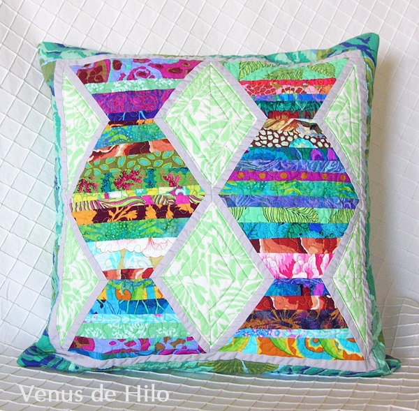 Quilted Pillow Cover - Abstract, Modern, OOaK 18"