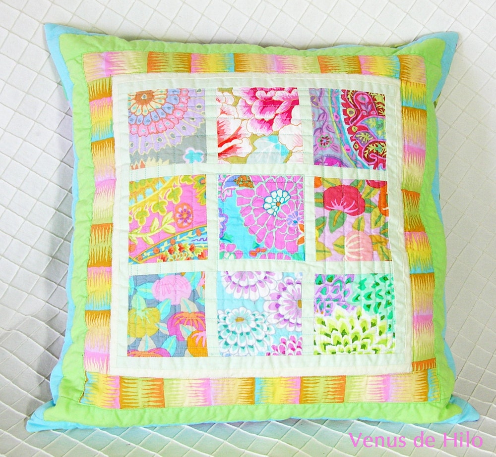 Colorful Windowpane Pillow Cover -- OOaK
