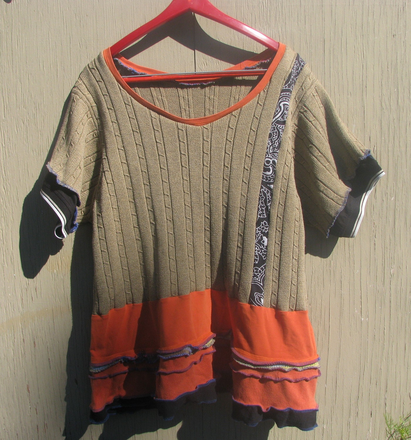 Ladies plus size top/upcycled Artsy dress/ Baby doll/ Funky top/wearable art Swag originals