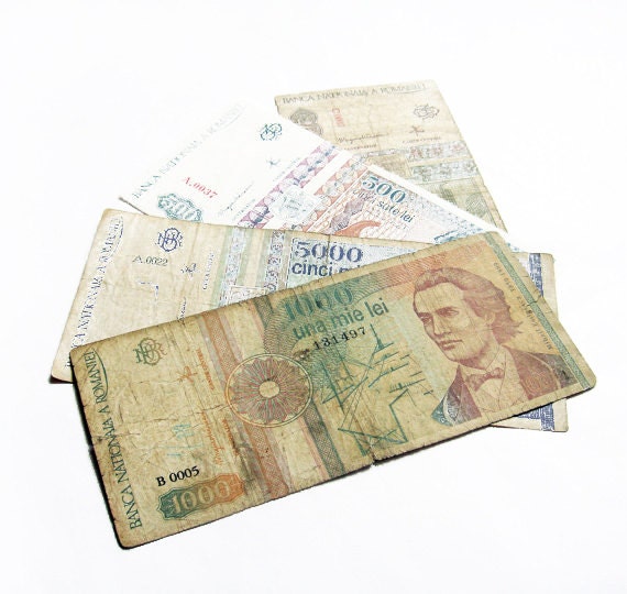 1991, 1992, 1993 bills - Set of Four Romanian Vintage Bills - Leu Romanesc - Vintage European Bills - Lot of four - wwvintage