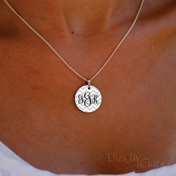 enameled chevron elegant monogram necklace