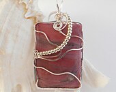 Wire Wrapped Rhodochrosite Pendant, Statement Necklace, Handmade Jewelry
