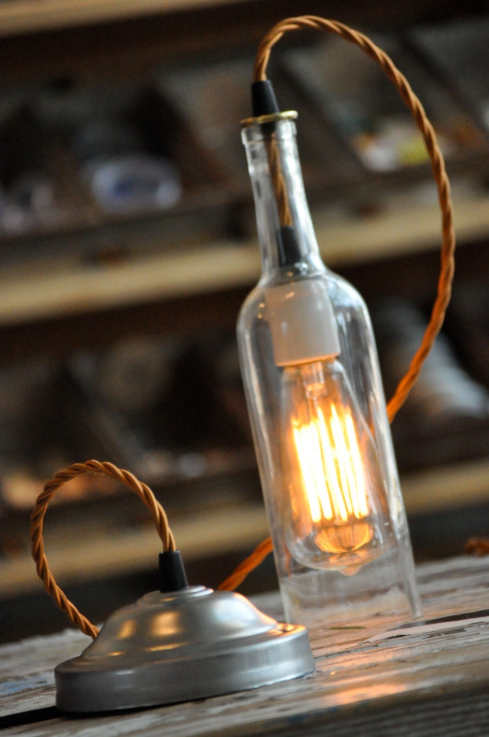 Custom Order for Laura -- Recycled Bottle, Wine Bottle Pendant, Hanging Bottle Pendant, Hanging Lamp, Bottle Lamp with Edison Lightbulb