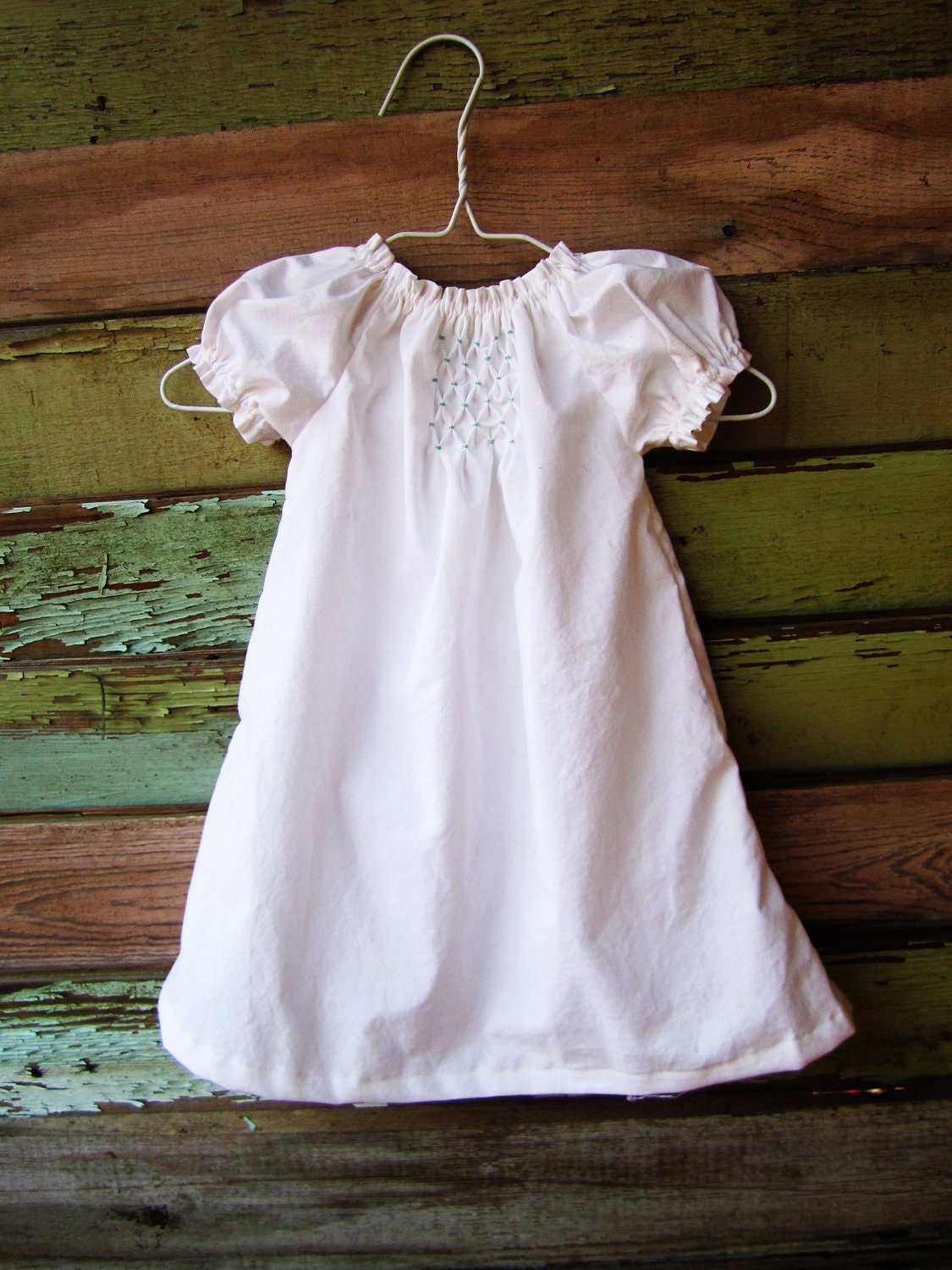 White or Ivory Smocked peasant dress, baby girls or boys, size newborn 0-3 3-6 6-12 months 2t coming home outfit baptismal gown