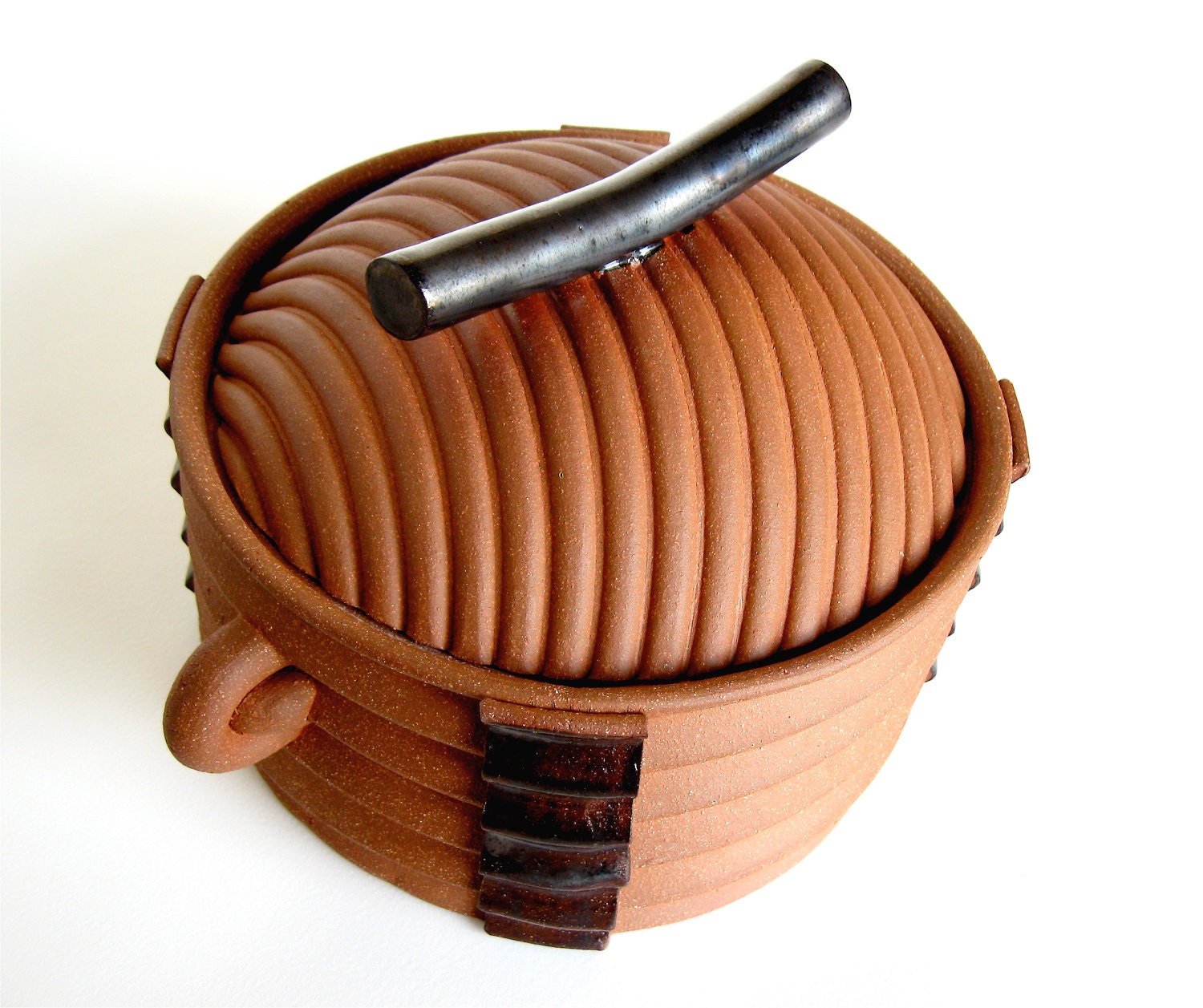 Ceramic Casserole, stoneware pottery baking dish clay baker kitchen housewares bakeware dining serving bowl in toasted brown