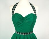 Made To Measure Green And Tartan Full Circle Dress - Detachable Straps & Belt