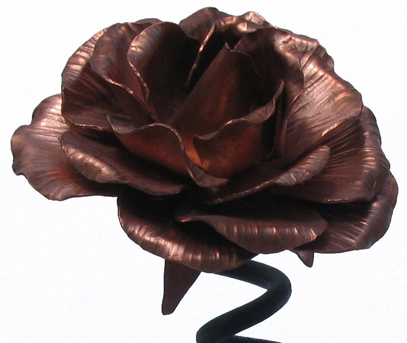 Copper and Steel Rose Sculpture - ForgedArt