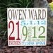 Birth Announcement- distressed home decor, wall art, nursery, playroom, children, painted wood sign
