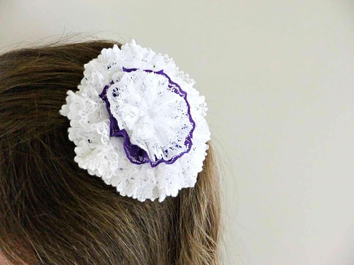 Lace Flower Hair clip-- White Indigo