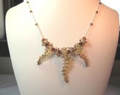 Necklace Lampwork silver amber boro beads with crystals