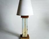 New Orleans Lamp - Reclaimed Wood Beadboard - Cream, Blue - One of a Kind Heirloom