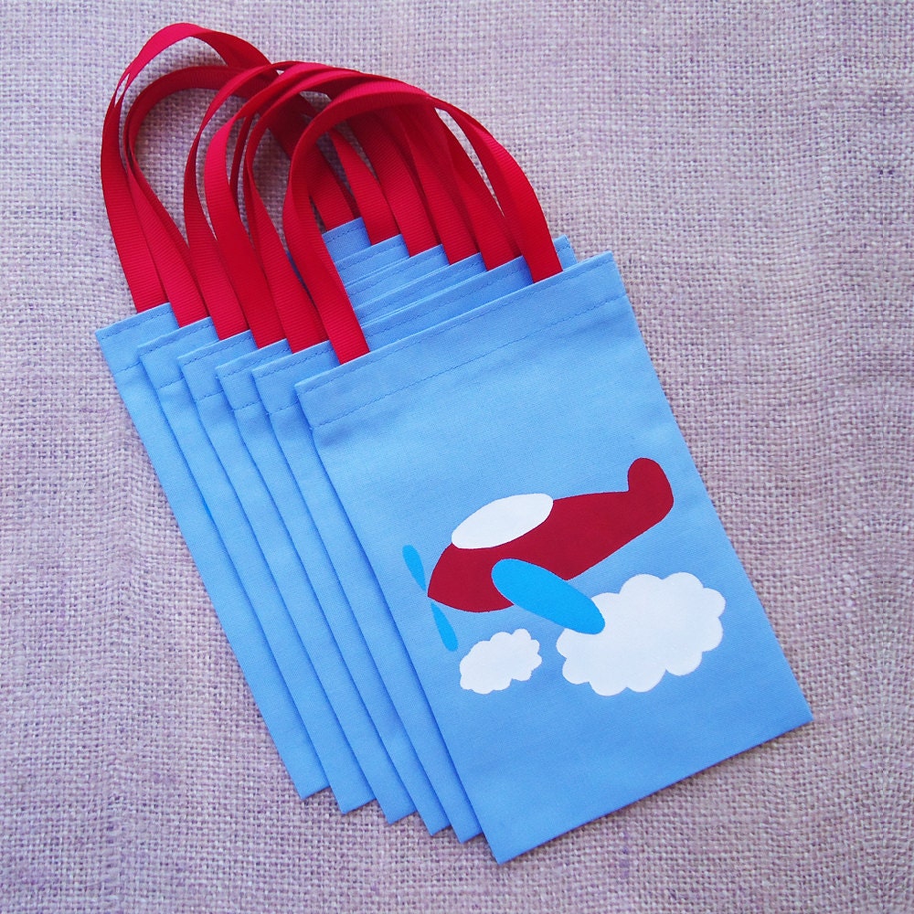 Airplane Favor Bags : Set of 6 Propeller Airplane Party Goodie Bags Il_570xn
