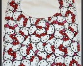 Kawaii Hello Kitty Cotton Bib with White Terry Cloth - Geek-a-bye Baby -- Kawaii Geek - Handmade, Bows