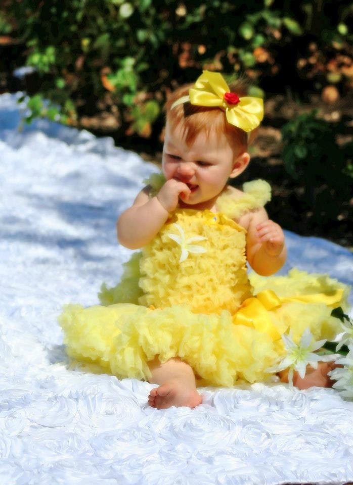 Yellow Pettiskirt and Petti Top in soft Chiffon- inspired by Disney's Beauty and the Beast- Princess Belle- Halloween, Costume