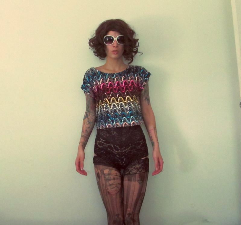 sequined 80s top