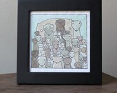 Family Portrait - Original Watercolor and Ink Painting (Framed)