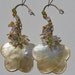 Mother of Pearl Flower Earrings Gold Plated with Crystal cluster accents
