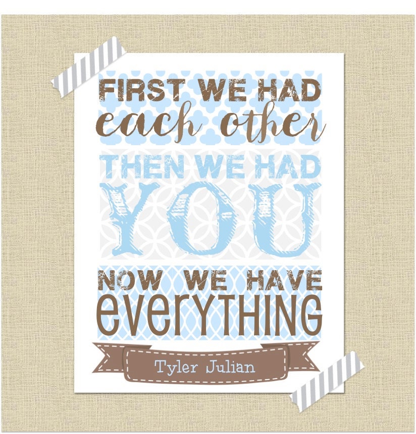 Now We Have Everything Nursery Art - Can do any colors :)