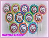 Owl Birthday Party Cupcake Toppers - Look Who's Turning 1