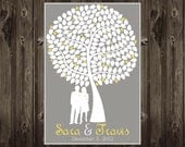Wedding Tree Signature Poster Alternative Guest Book with Silhouette 13X19 Custom Colors, Names, Dates
