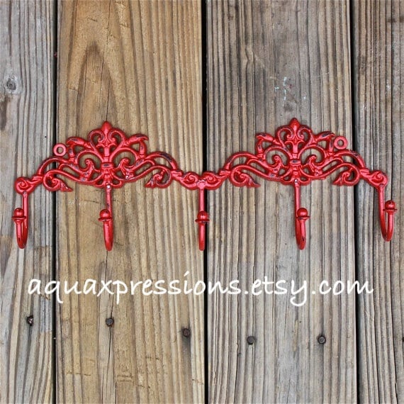 Red Metal Wall Hook Jewelry/ Key Holder/ Bath by AquaXpressions
