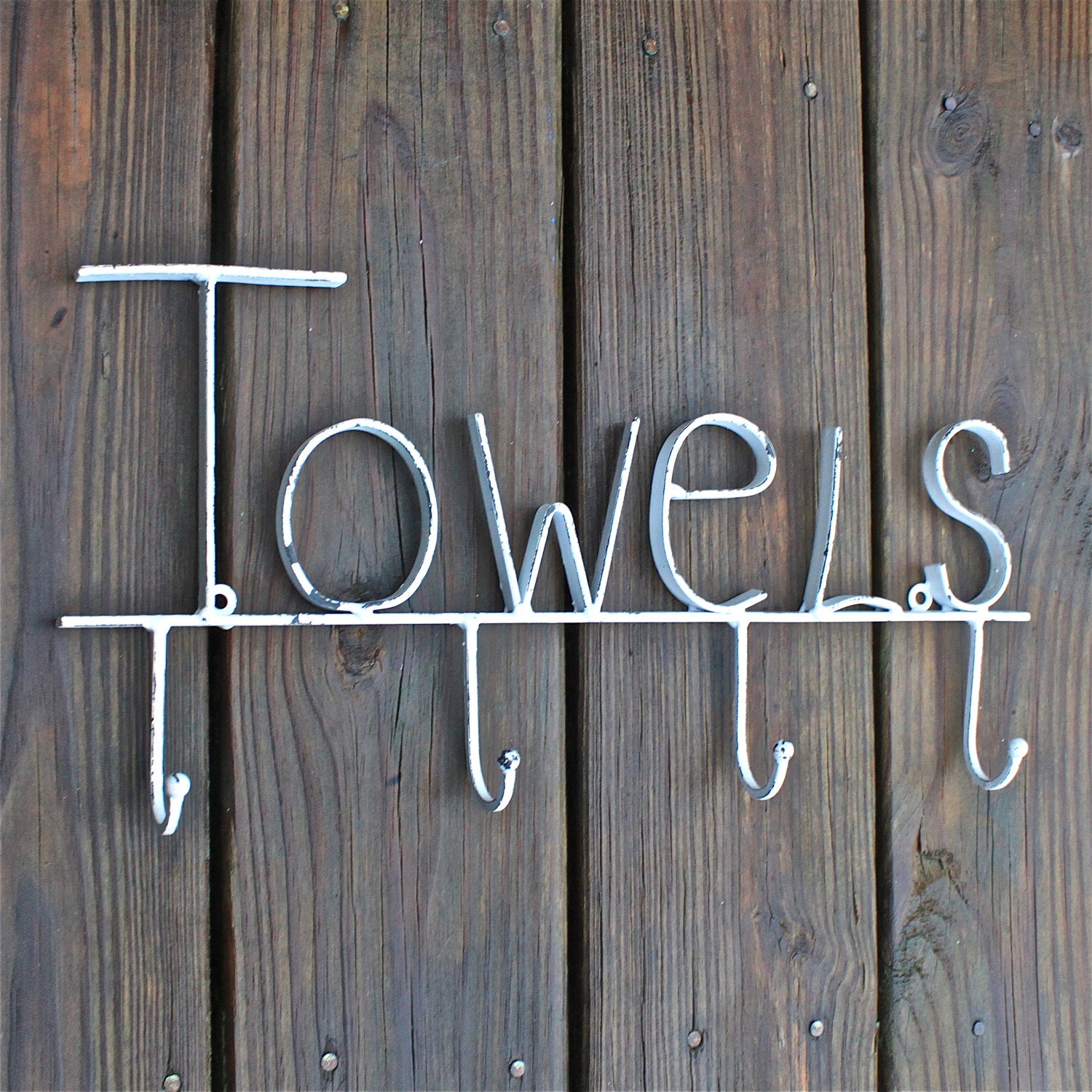 TOWELS Wall Hook/ Turquoise/ Bath, Beach Towel, Robe Hanger/ Shabby Chic/ Bathroom, Pool House Fixture/