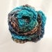 Calico Blue Crocheted Rose with Pin Back