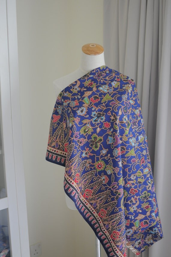 100% Original Singapore Airline/SIA Stewardess Uniform Batik Fabric -Blue RARE Pierre Balmain