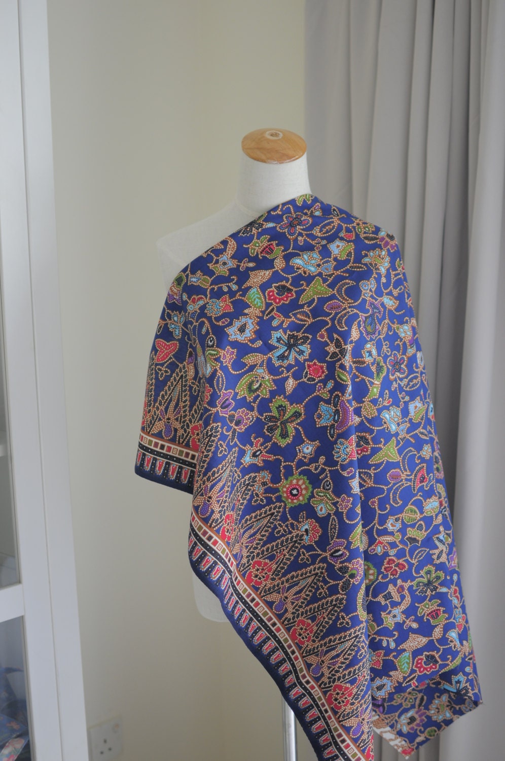 100% Original Singapore Airline/SIA Stewardess Uniform Batik Fabric -Blue RARE Pierre Balmain