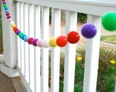 Color me Rad Birthday Garland Decoration/ 33 Felt Balls - 6 ft long
