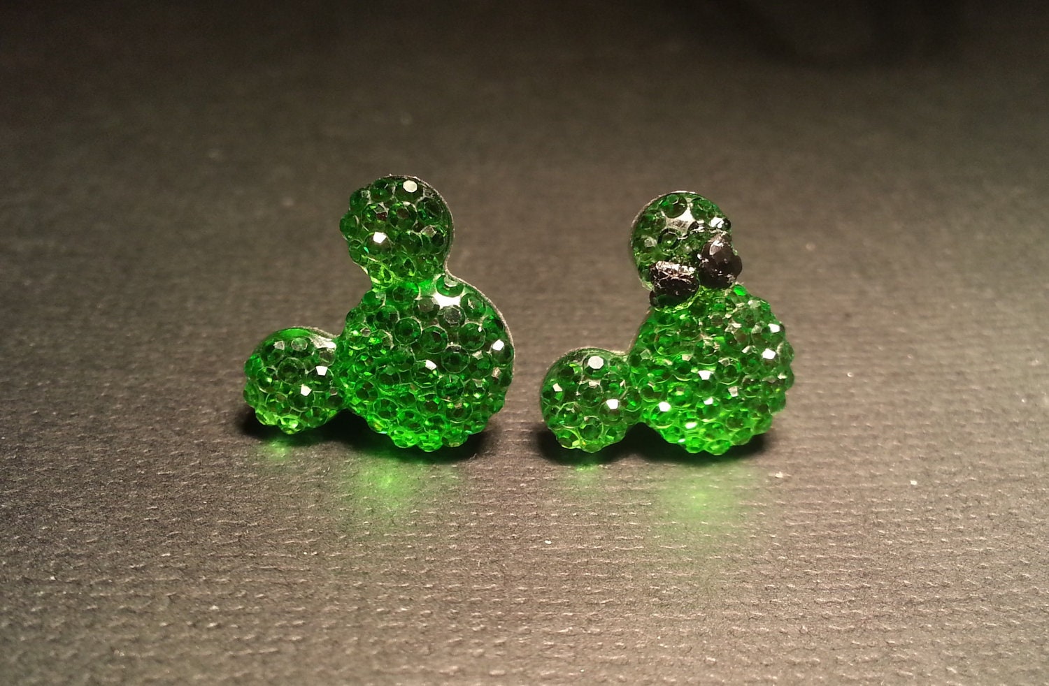 Tiny Green Mickey and Minnie Earrings Studs