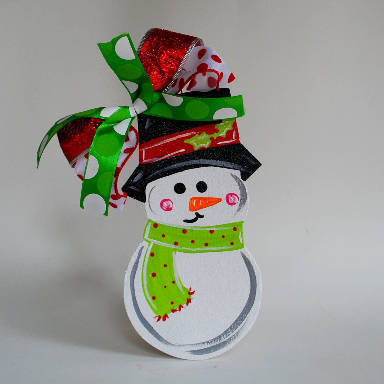 Personalized Christmas Ornament: Snowman, Wooden hand painted ornament