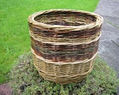 Willow Storage Wastepaper Vegetable Toy Basket, Tall, Round, no Handle, Natural Multicoloured, medium. (ref. 58 )