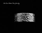 Recycled Silver Antique Victorian Rose Lace Wedding Band Ring