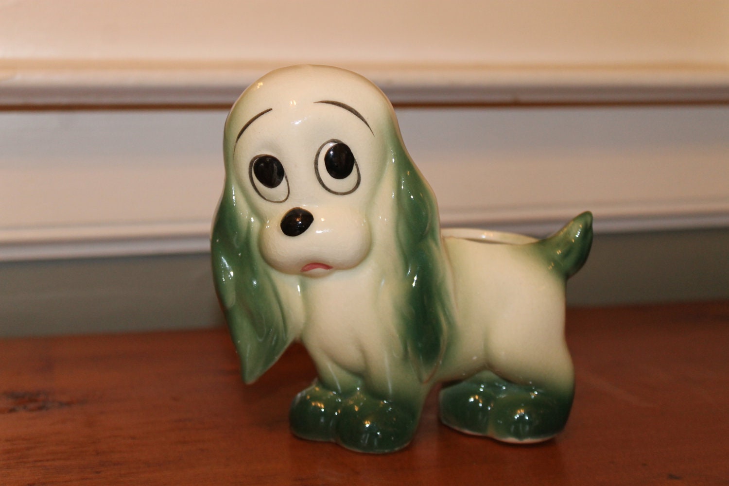 Vintage Ceramic Sweet Sad Dog Planter Dog Lover  Holiday Present