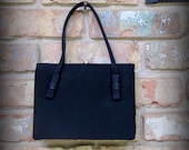 Vintage Handbag / "After Five" Black Satin Handbag / 1950s