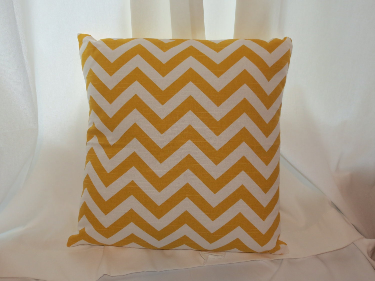 20" Square Pillow Cover in Yellow & White Chevron