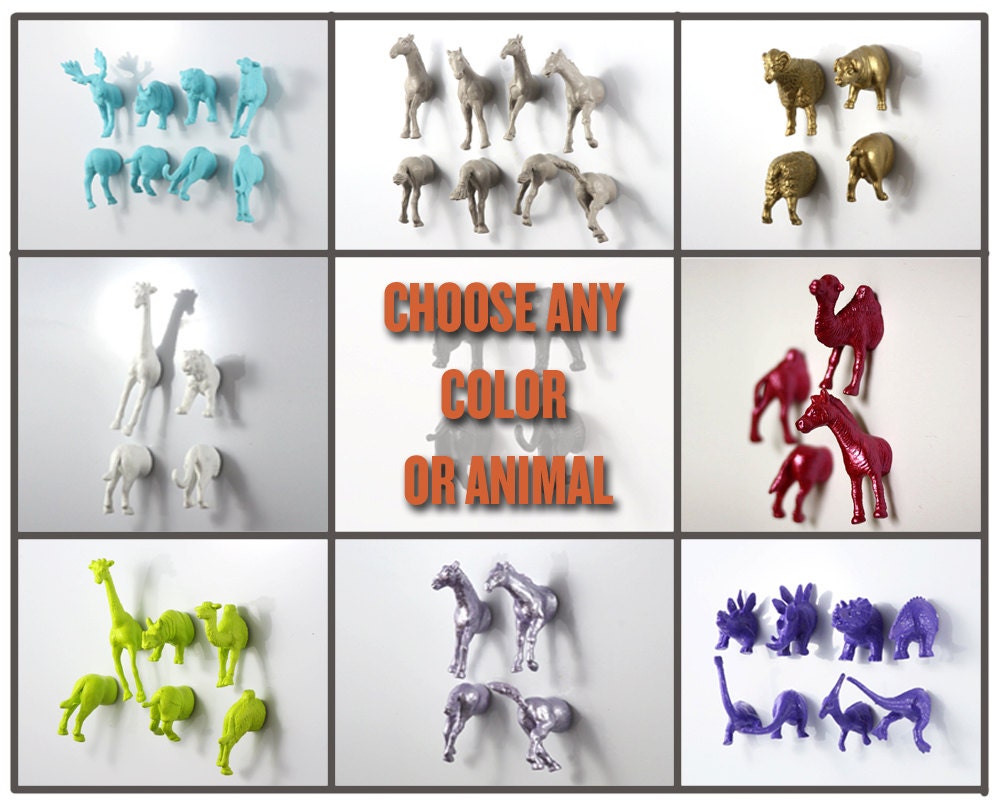 YOUR PICK - Choose any color or animal type to make your own set of four magnets (2 whole animals)