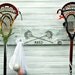 Lacrosse Sport Stick Hanger Name Lax Jersey Number Team Colors Personalized Custom Wall Rack MTO Athletic School Colors