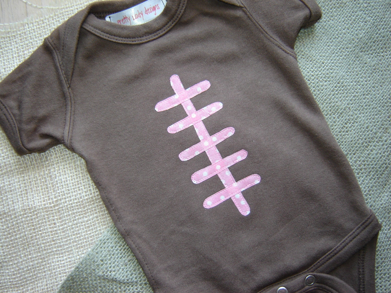 Custom Girl Football Onesie with Pink Laces
