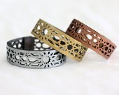 3 Geometric Laser cut Metallic Leather Bracelets (Moroccan Zillij inspired)