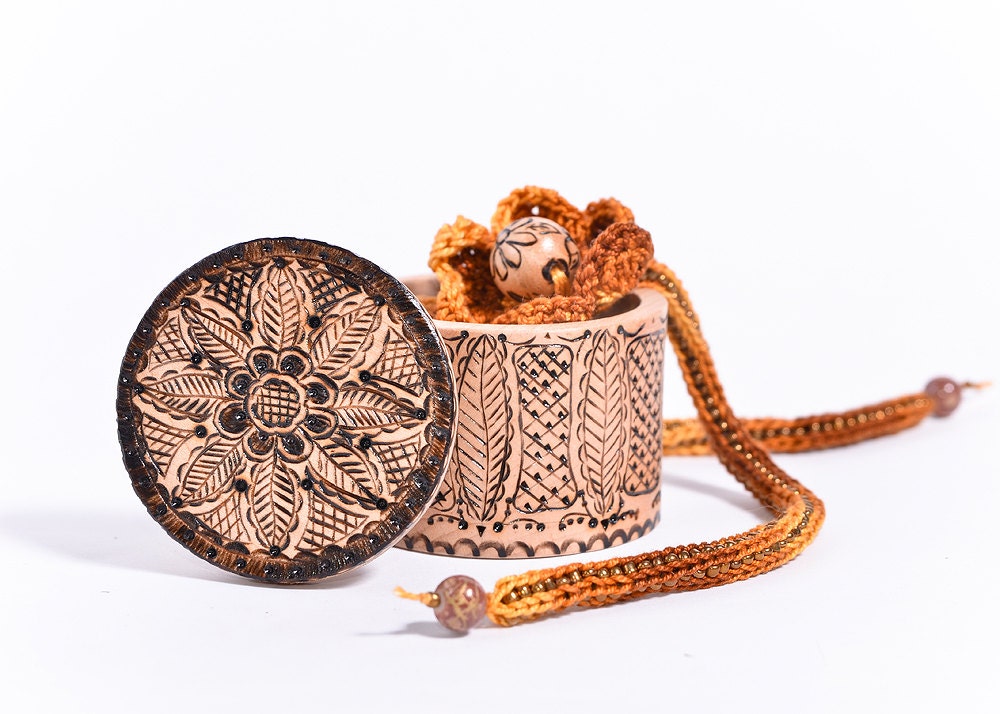 Eco Wedding Wooden Ring Box - Pyrography Jewelry Box - Woodburning Ring Bearer Box
